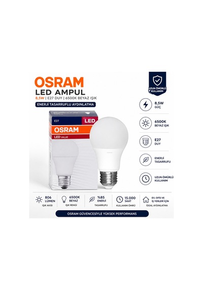 8,5w Led Ampul E27 Duy 6500k Beyaz Işık Enerji Tasarruflu Led Lamba Tekli