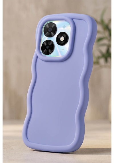 Tecno Spark Go 2024 / Smart 8 / Spark 20 / Hot 40i Uyumlu Dalgalı Tasarım Kamera Korumalı Mat Silikon Telefon Kılıfı-54205 Mor