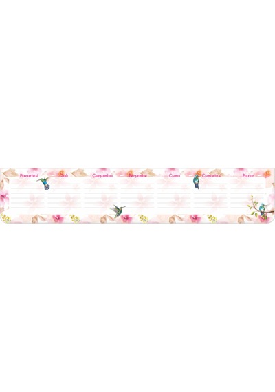 Çiçek 7,5x40cm Klavye Önü Haftalık Planner Blok Masa Üstü Haftalık Planlayıcı 2 Li Paket