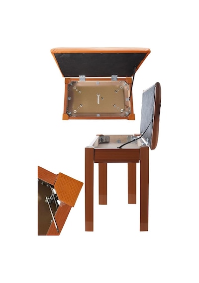 Midex Tbx-144or Üst Kalite Piyano Taburesi Gizli Bölmeli Turuncu Renk 32x54x48 Açık Bej