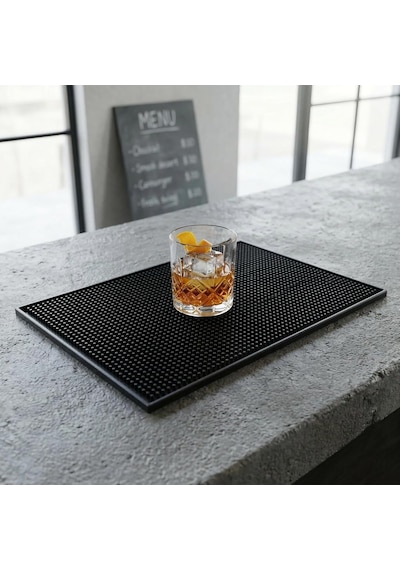 Lüx Bar Matı 43x28 Cm Kaymaz Siyah Kauçuk Bar Ve Bulaşık Matı - Dayanıklı Dökülme Ve Servis Matı 450 Gr Bar Diğer