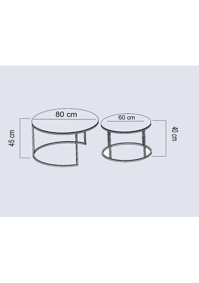 Visal Orta Sehpa Yuvarlak Füme Kırılmaz Cam 2'li Sehpa 80 Cm