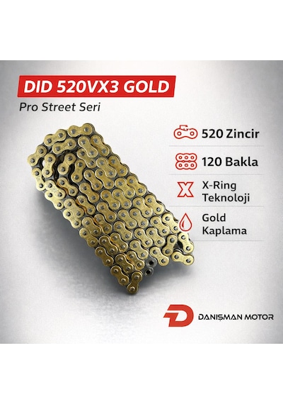 Dıd Dıd 520vx3 Gold Motosiklet Zinciri 120 Bakla