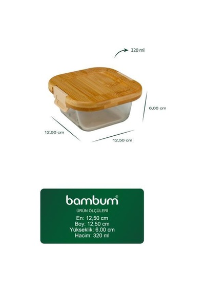Bambum Patina - Kilitli Cam Saklama Kabı 320 Ml Kahverengi