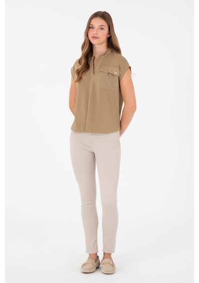 U.S. Polo Assn. Kadın Haki Hakim Yaka Tişört 50281814-VR027
