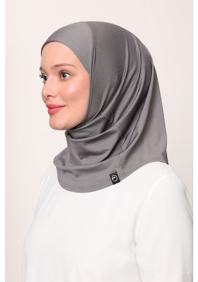 Melodi Scarf Kadın Tesettür Cimafit Nefes Alan Hazır Pratik Hijab Bone Koyu Gri