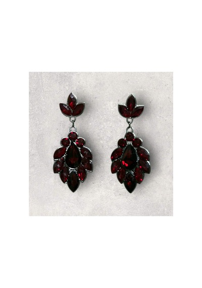 Miradia Kristal Taşlı Küpe - Düğün Kına Günlük Kullanım Bordo - 726451241 Bordo