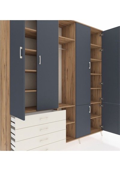 Hyperion Dolap 14 Raflı 4 Çekmeceli Tek Askılı 220x44x243 Çam-antrasit/aytaşı Çok Renkli Hyperion Dolap 14 Raflı 4 Çekmeceli Tek Askılı 220x44x243 Çam-antrasit/aytaşı Çok Renkli