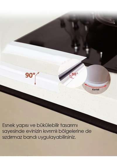 3.2m Banyo Küvet Mutfak Lavabo Su Sızdırmaz Bant Su Geçirmez Kenar Bandı Sızdırmazlık Tamir Beyaz