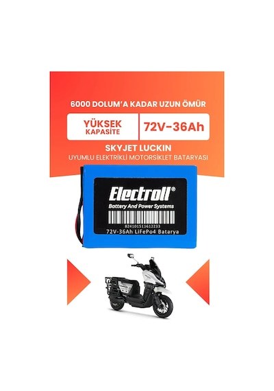 Skyjet Luckın Uyumlu Batarya Yüksek Kapasite Lifepo4 72v 36ah Elektrikli Motorsiklet Bataryası