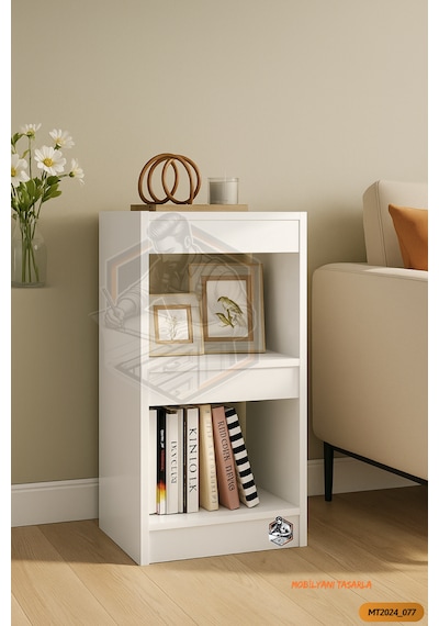 Tamamı Mdf Modern Bölmeli 2 Raflı Bazalı Kitaplık