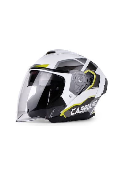 Valente Çenesiz Yarım Kask Çenesiz Csp 097 Matt Glossy White Gray Neon Yellow Şeffaf Vizörlü Motosiklet Kaskı Sarı