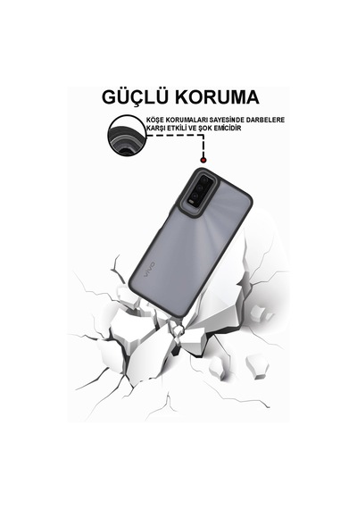 Vivo Y35 Kapak Metal Kamera Korumalı Arkası Şeffaf Silikon Kılıf
