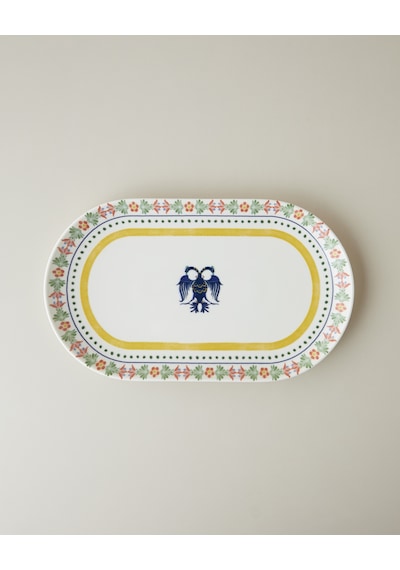 English Home Fiesta Talavera Porselen Kayık Tabak 30 Cm Beyaz - Lacivert