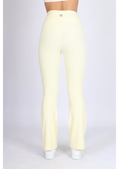 Soft&Basic Kadın Sarı İspanyol Paça Flare Yoga Tayt Pantalon Sarı
