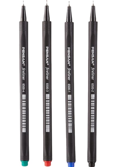 6500 Fineliner Keçe Uç Kalem 4 Lü Set Net Çizgi Ve Akıcı Yazım
