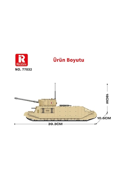 Reobrix 77032 World Of Tanks Togıı İngiliz Ağır Tankı British Heavy Tank Yaratıcı Yapı Blok Seti Building Blocks - 1427 Parça