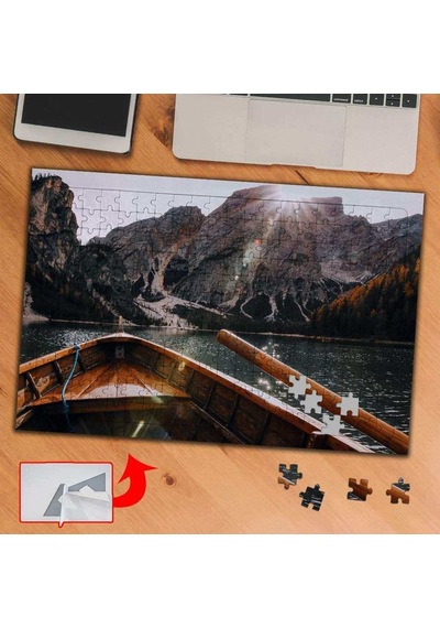 Sandalla Göl Turu Dağ Manzara 240 Parça Puzzle Yapboz Tablo-3662