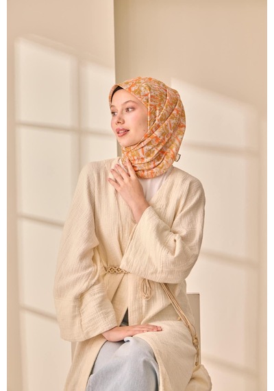 Silk Home Soft Eşarp 73091-34 Gümüş, Yağ Yeşili, Turuncu