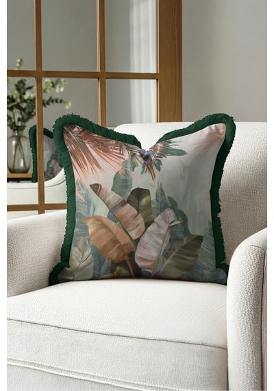 Egzotik Tropik Yaprak Desen Saçaklı Yastık Kılıfı-cennet Kuşu Boho Bej Siyah Püsküllü Kırlent Kılıfı Buzlu Atlas Serenat Egzotik Tropik Yaprak Desen Saçaklı Yastık Kılıfı-cennet Kuşu Boho Bej Siyah Püsküllü Kırlent Kılıfı Buzlu Atlas Serenat