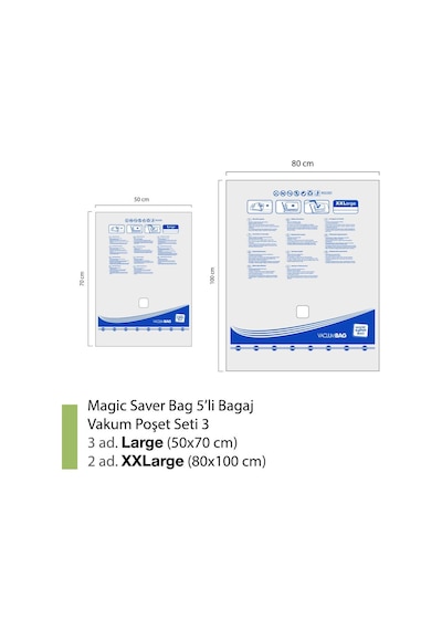 Magic Saver Bag 5´Li Bagaj Vakumlu Poşet Seti 3