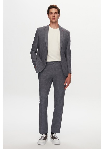 D's Damat Ds Damat Slim Fit Gri Baskılı Kırışmayan Sihirli Takim Elbise 1hc05ım02577m Gri