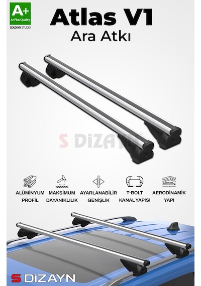 S-dizayn S-bar Atlas V1 Ara Atkı Tavan Taşıyıcı Barı Gri 155 Cm Universal A+ Kalite