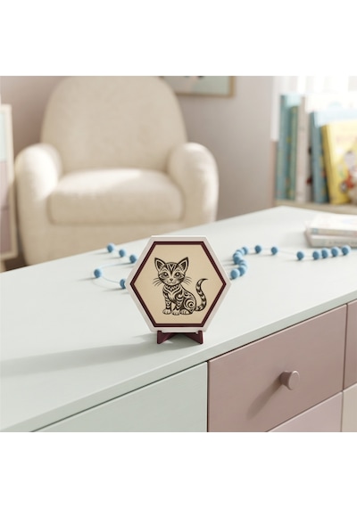 Özgün Tasarım Kedi Figürlü Masaüstü Dekoratif Süsü Sevdiklerinizi Mutlu Edecek Modern Ve Şık Hediye 10x10 Cm, Pudra