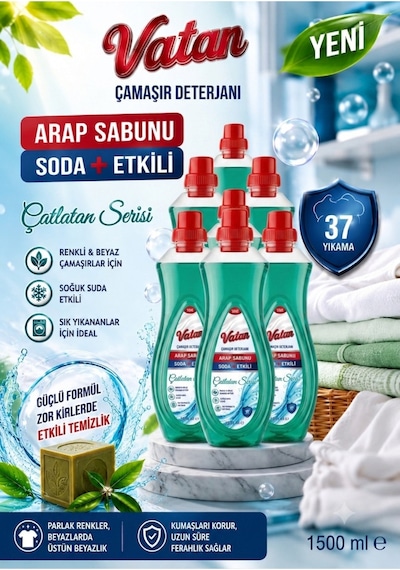 Arap Sabunlu Çamaşır Deterjanı 6 Lı Dev Avantaj Paketi Soda Plus Gücü