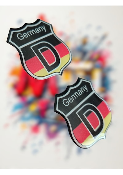 Germany Damla Sticker Etiket Kabartmalı 3dsilikon Direk Arma Almanya Etiketçilere Özel 2adet 3,5x3cm Çok Renkli