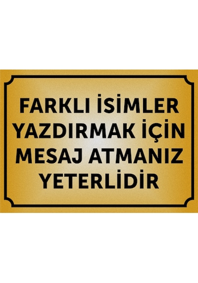 M1 , Apartman Kapısı İsimliği ,simli Gold Renkli Aliminyum Levha Model1