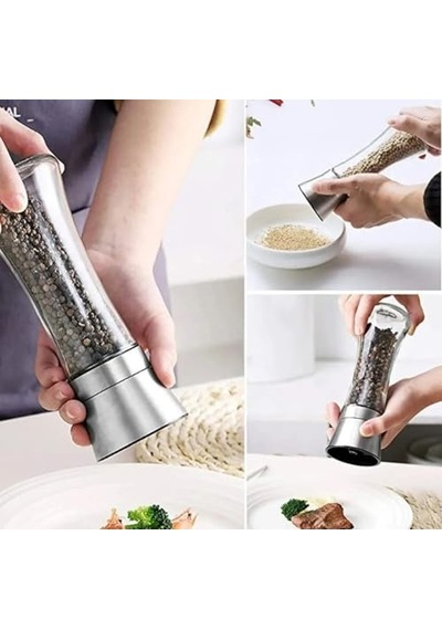 Paslanmaz Çelik Kapaklı Cam Gövdeli Baharat Değirmeni Seti 2'li 19 Cm Diğer