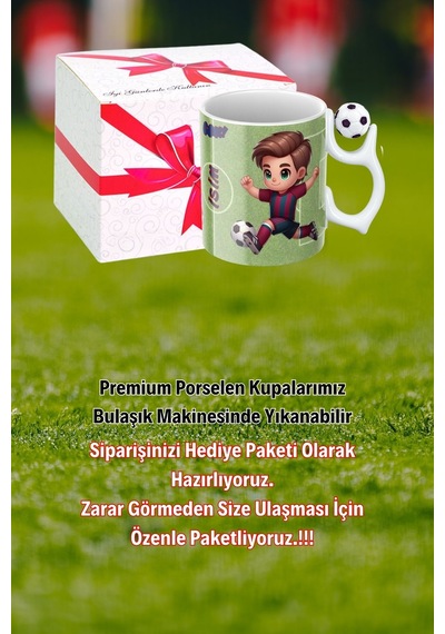 Siyah Beyaz Futbol Toplu Bordo Mavi Forma Oyunculu Taraftar İsimli Baskılı Kupa Bardak Beyaz
