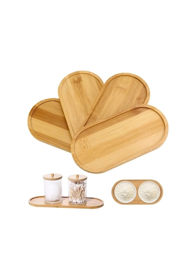 Mucit Home Bambu Oval Sunum Ve Servis Tepsisi - Ahşap Tepsi - Yağdanlık Altlığı Renkli