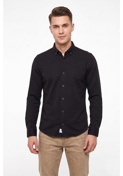Advante Erkek Spor Slim Fit Uzun Kol Petek Dokulu Gömlek Bgl-st05483 Siyah