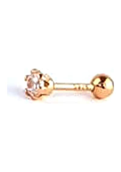 925 Ayar Gümüş Üzerine Rose Altın Kaplama Tek Taş Tragus Kıkırdak Piercing Altın