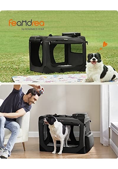 Köpek Kutusu, Köpek Çantası, Katlanabilir, 81 X 58 X 58 Cm, Siyah