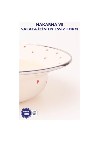 Emaye Cupid Çukur Makarna Salata Tabağı Çok Renkli