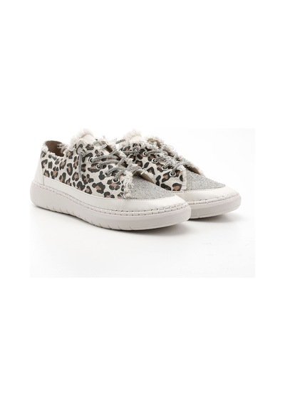 Gönderi(R) Gönderi R Leopar Kot Triko Taşlı Comfort Dolgu Taban Sneaker Leopar