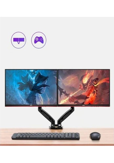 Polham Masa Montajlı Nb F160 Amortisörlü Çift Kollu Monitör Tutucu