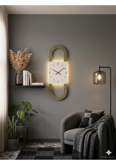 Berlin Ahşap Salon Duvar Saati Pilli Ledli Quartz Ultra Sessiz Mekanizma 28 Cm X 85 Cm Bej