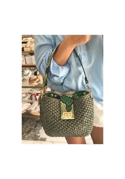Linalya Jewelry El Yapımı Leopar Detaylı Tasarım Çanta Yeşil