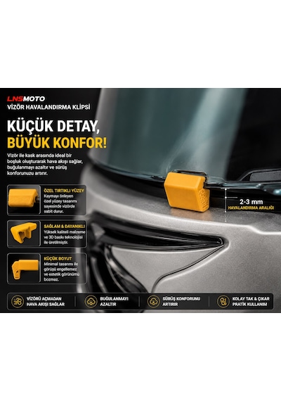 Lnsmoto Kask Vizör Havalandırma Klipsi Anti Buğu Aparatı Motosiklet Kask Vizör Aralayıcı