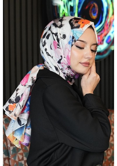 Çiçek Desen Renkli Soft Pamuk Şal Çok Renkli 53