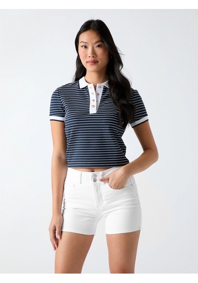 Guess Kısa Kollu Polo Yakalı Alphonsine Çizgili Kadın Çok Renkli Polo T-shirt W6gp17k2946-sb09 Çok Renkli