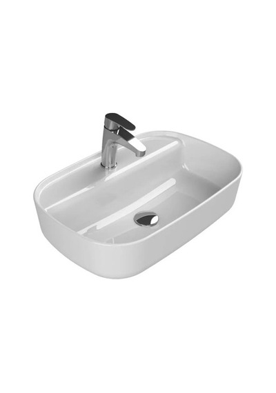 60 Cm Beyaz Tezgah Üstü Lavabo, Seramik Modern Tasarım 508 Yeşil