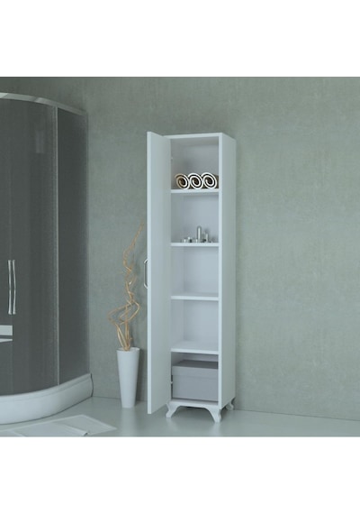 Çok Amaçlı Beyaz Banyo Boy Dolabı Beyaz