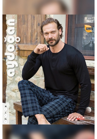 Aydoğan Erkek Civan Patlı Modal Lacivert Pijama Takım 3482