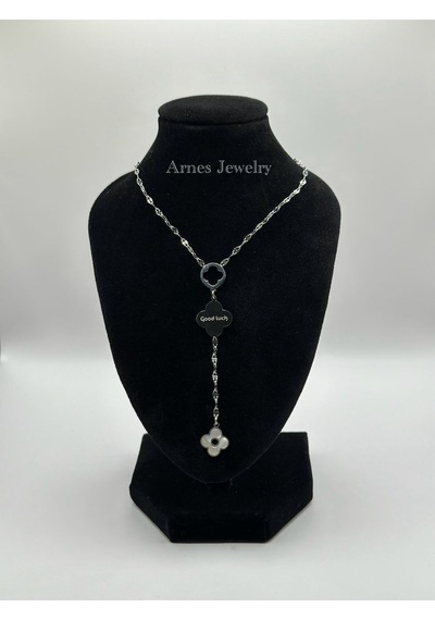 Arnes Jewelry Çelik Silver Yoncalı Kolye Gümüş