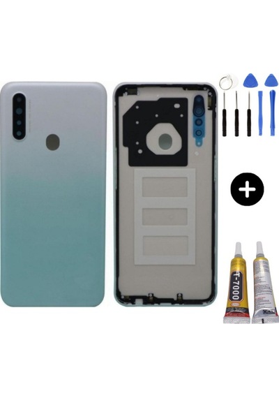 Oppo A31 Uyumlu Lensli Full Kasa Arka Kapak Beyaz + Montaj Seti Çok Renkli